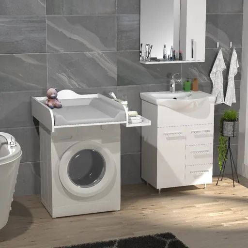 VCM Přebalovací pult „Malira L“ pro pračku a sušičku, bílý