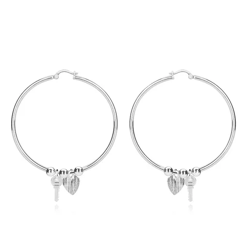 Strieborné 925 náušnice - klasické kruhy, srdiečko, kľúčik, guličky, francúzsky zámok