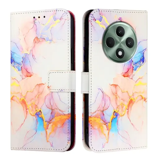 ART MARBLE Peňaženkový kryt pre Oppo Reno12 FS 5G WHITE ORANGE