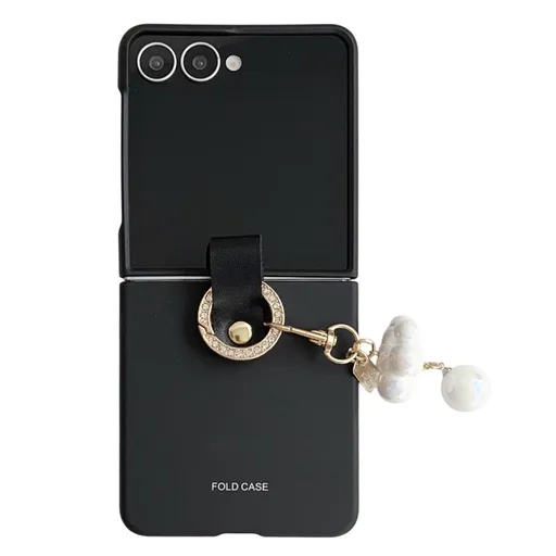 PERLIO Ochranný kryt s držiakom Samsung Galaxy Z Flip7 5G čierny