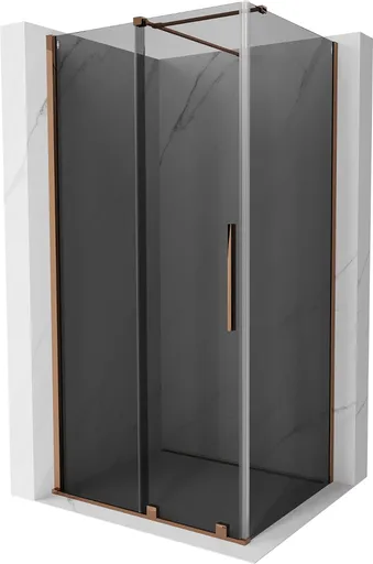 MEXEN/S - Velár sprchovací kút, posuvné dvere 100 x 120, grafit, ružové zlato 871-100-120-41-60
