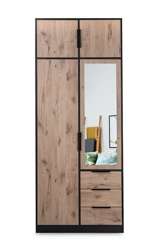 ArtStol Šatníková skriňa s nadstavcom LATI D2 | čierna/dub viking