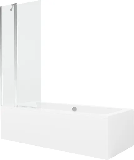 MEXEN/S - Cube obdĺžniková vaňa 170 x 80 cm s panelom + vaňová zástena 80, transparent, chróm 550517080X9408110100