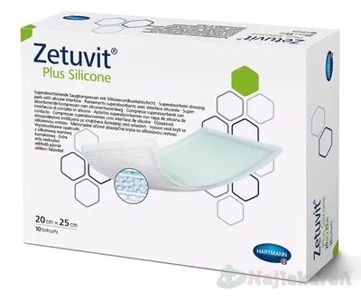 ZETUVIT Plus Silicone kompres sterilný (20x25cm) 10ks