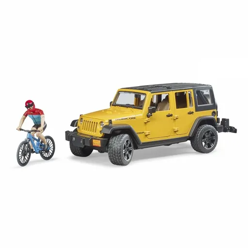 Bruder 2543 jeep Wrangler Rubicon Unlimited s horským bicyklom a cyklistom, 3 ks