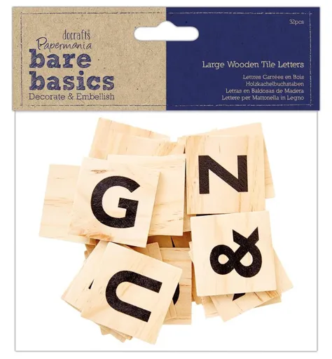 DOCRAFTS - Veľké písmená na drevenom podklade 32 ks
