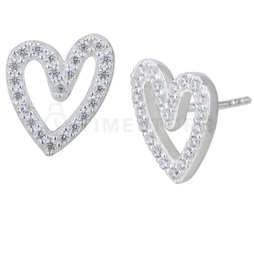 Strieborné náušnice zdobené zirkónmi, v tvare srdca TS-EA-0232 - 30 dní na vrátenie tovaru, Garancia originality