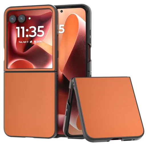 LEATHER Ochranný kryt pre Motorola Razr 60 Ultra oranžový