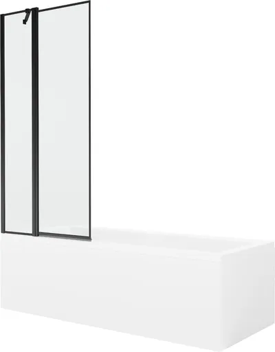MEXEN/S - Cubik obdĺžniková vaňa 170 x 70 cm s panelom + vaňová zástena 80, čierna vzor 550317070X9408117070
