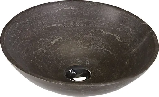 SAPHO - BLOK 1 kamenné umývadlo priemer 40cm, matný tmavý kameň 2401-02