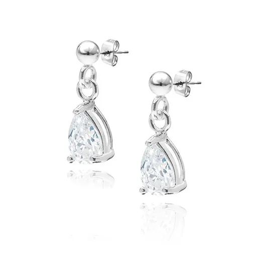 Náušnice zo striebra 925 - visiace číre zirkónové slzičky
