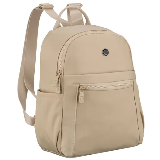 Dámsky malý ruksak v odtieni ecru z polyesteru, jednokomorový s vonkajším vreckom