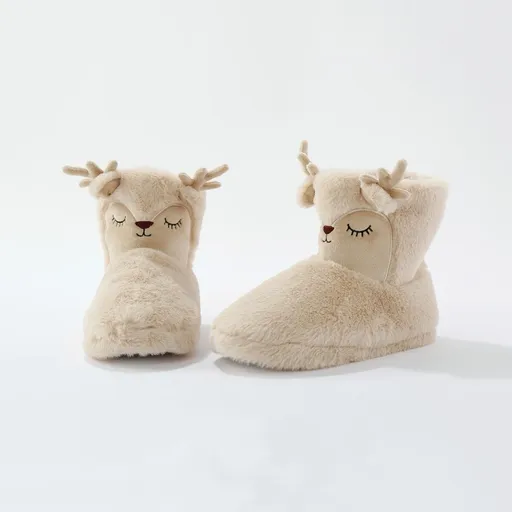 Vysoké hrejivé papuče s motívom sobov