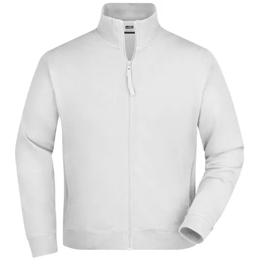 James & Nicholson (Daiber) Pánska mikina na zips bez kapucne JN058 - Biela | XL
