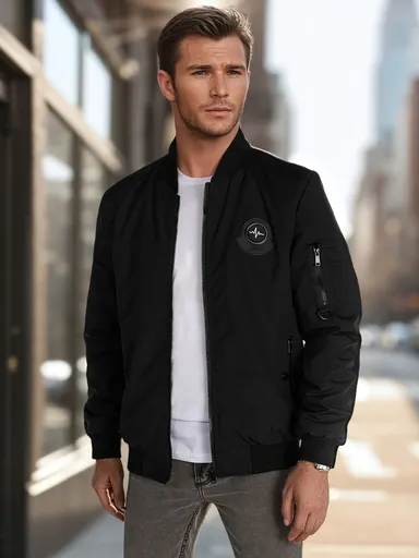 Pánska bomber bunda, prechodná, čierna Dstreet TX5029