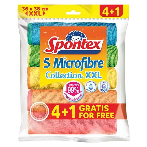 SPONTEX Microfibre XXL Utierka z mikrovlákna 4 + 1 kusy