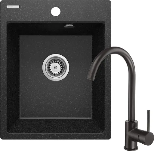 DEANTE DEANTE - Corio graphite Granitový drez s batériou, 1-miska ZRCB2103