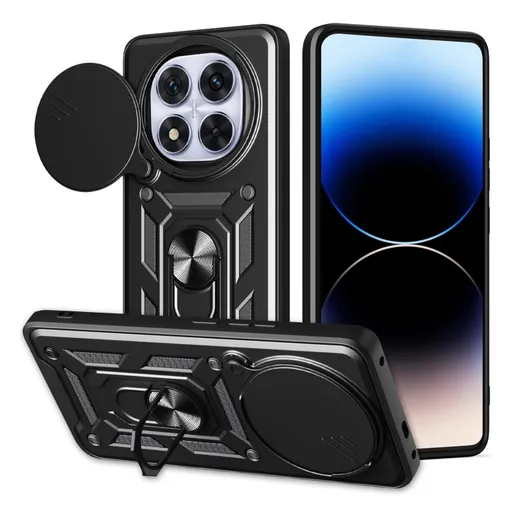 RING CAMERA Kryt s držiakom pre Xiaomi Redmi Note 14 Pro+ 5G čierny