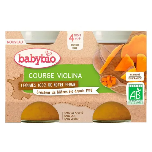 BABYBIO Tekvica Violina z našej vlastnej ekofarmy 2x 130 g