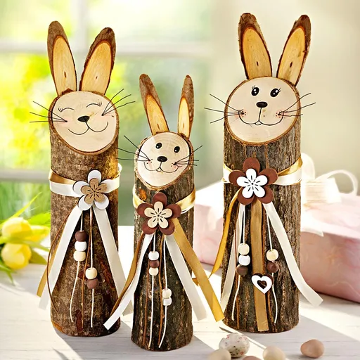 Weltbild Dřevěné dekorace zajíčci Lampl, sada 3 ks