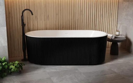 BESCO - Voľne stojaca vaňa GIULIANA čierna/biela, sifón so štrbinovým prepadom - Farba - Čierna / biela, Farba sifónu - Biela, Rozmer vane - 170 × 80 cm VANGIU170BWNW