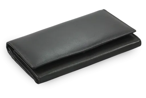 Čierna dámska kožená listová peňaženka s poklopom 511-4027-60