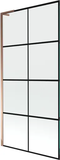 MEXEN/S - Next L vaňová zástena FIX 90 x 150, čierna vzor, ružové zlato 895-090-000-03-77-60