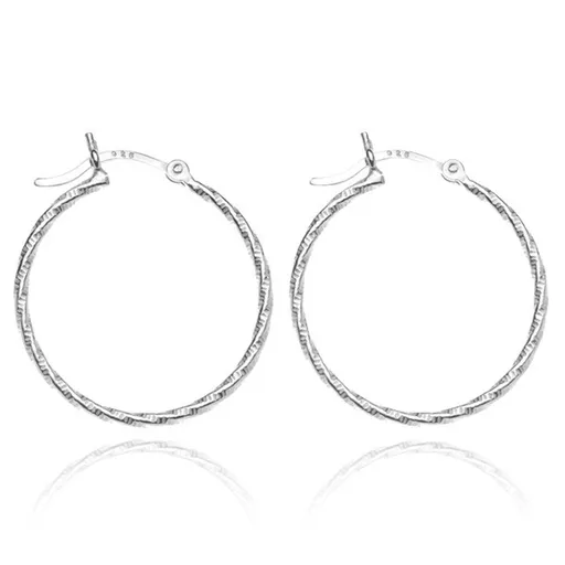 Náušnice zo striebra 925 - stočené kruhy s gravírovaním, 25 mm