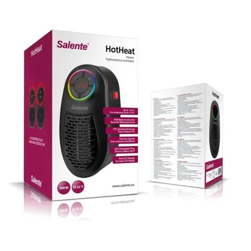 Salente HotHeat, teplovzdušný mini ventilátor, 500 W, čierny