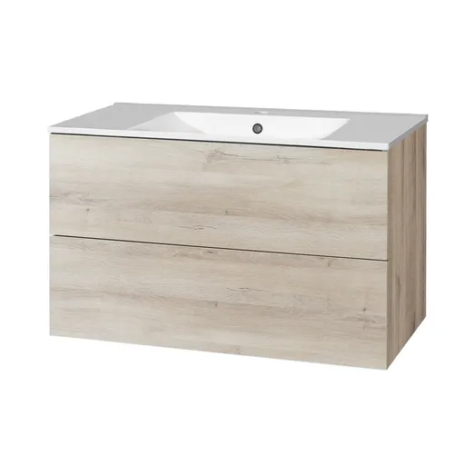 Mereo Aira, kúpeľňová skrinka s keramickým umývadlom 101 cm, dub Kronberg CN722