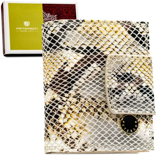 Dámska peňaženka z prírodnej kože so zapínaním na cvok a patentku - Peterson