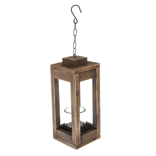 Drevený závesný svietnik Candeliere hnedá, 12 x 30 x 12 cm