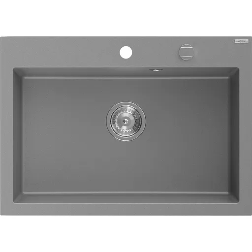 MEXEN MEXEN - Elix granitový drez 1-miska 700 x 500 mm, sivý, sifón chróm 6526701005-71