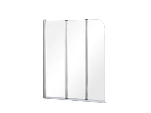 BESCO - Vaňová zástena PRIME 3 - FARBA rámu - Chróm / Leštený hliník (ALU), Rozmer A - 120 cm, Smer zatvárania - Univerzálne Ľavé / Pravé, Výplň - Číre bezpečnostné sklo - 5 mm BCPRIM12CC