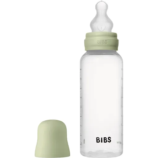 BIBS Anti-Colic Baby Bottle Silicone antikoliková fľaša so silikónovým cumlíkom Sage 270 ml