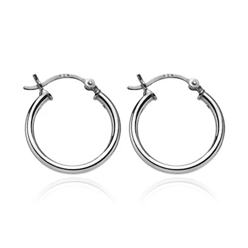 Strieborné náušnice 925 - kruhy s jednoduchým dizajnom, 16 mm