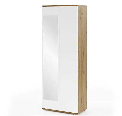 ArtPK Šatníková skriňa SEVILLA | dub artisan/biela so zrkadlom