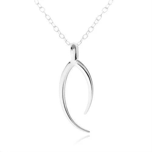 Strieborný náhrdelník 925, lesklý prívesok - rybia kosť pre šťastie