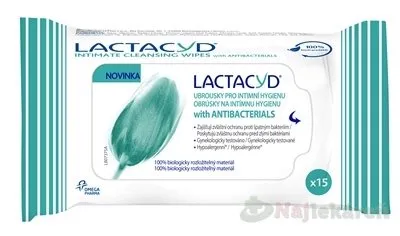 LACTACYD with ANTIBACTERIALS obrúsky na intímnu hygienu 15ks