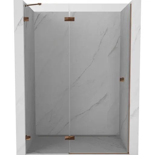 MEXEN/S - Lunar sprchové dvere krídlové ľavé 130, transparent, ružové zlato 834-130-000-60-00-L