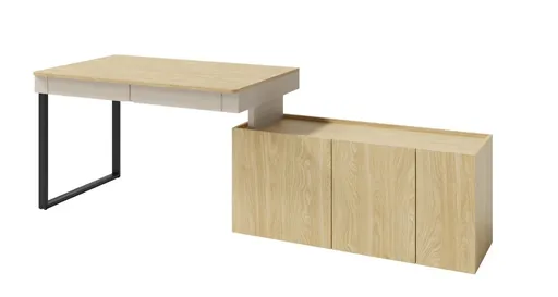 Meblar  Písací stolík LUCA LC10 s komodou | béžová/dub olejovaný
