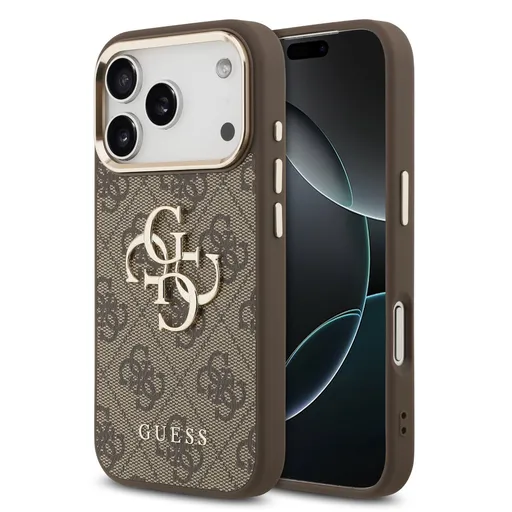 GUESS 4G METAL Ochranný obal pre Apple iPhone 17 Pro Max BROWN
