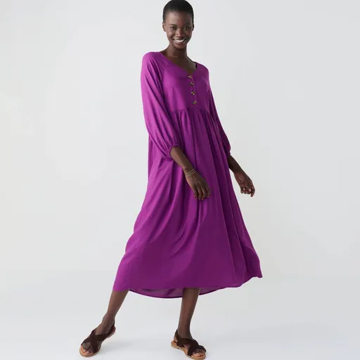 Jednofarebné rozšírené midi šaty na gombíky