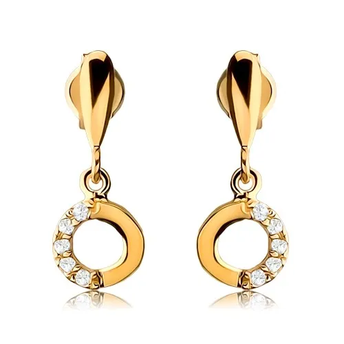 Zlaté náušnice 9K slza s visiacou obručou a zirkónmi