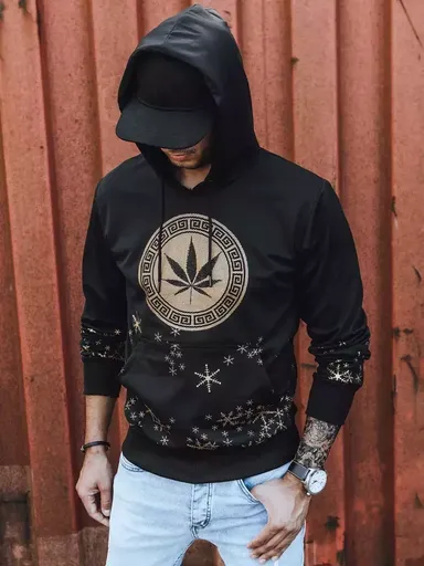 Moderná čierna mikina s potlačou