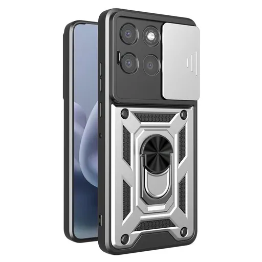 RING CAMERA Kryt s držiakom pre Motorola Moto G86 Power 5G strieborný