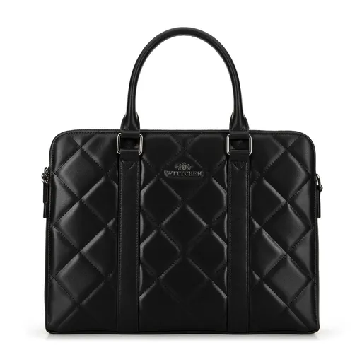 Kožená taška na notebook 15,6'' čierno-grafitová