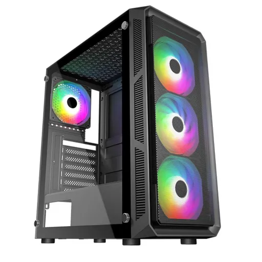 VeinX case HERMES MESH Mid Tower, ATX, 1xUSB 3.0, 2xUSB 2.0, 4x ARGB Fan, ARGB Controller, čierna