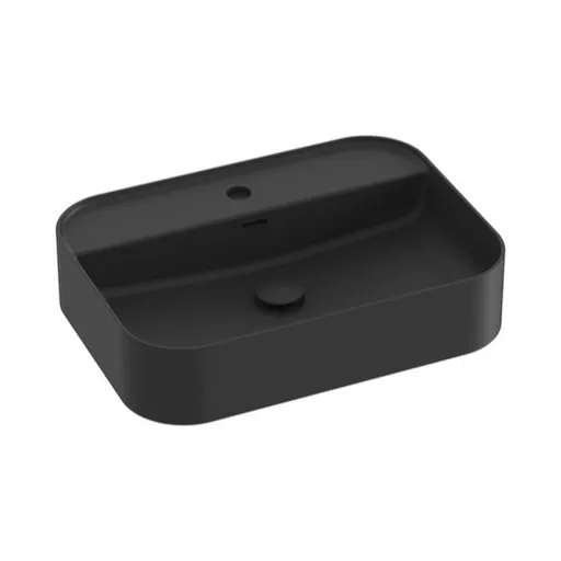 Umývadlo na dosku Ravak Ceramic Slim 55x40 cm černá mat otvor pre batériu uprostred XJX0D155004
