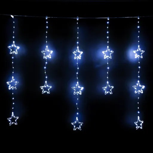 Svetelný vonkajší záves Stars, 120x120cm, LED, studená biela, časovač, 8 funkcií, 120 cm